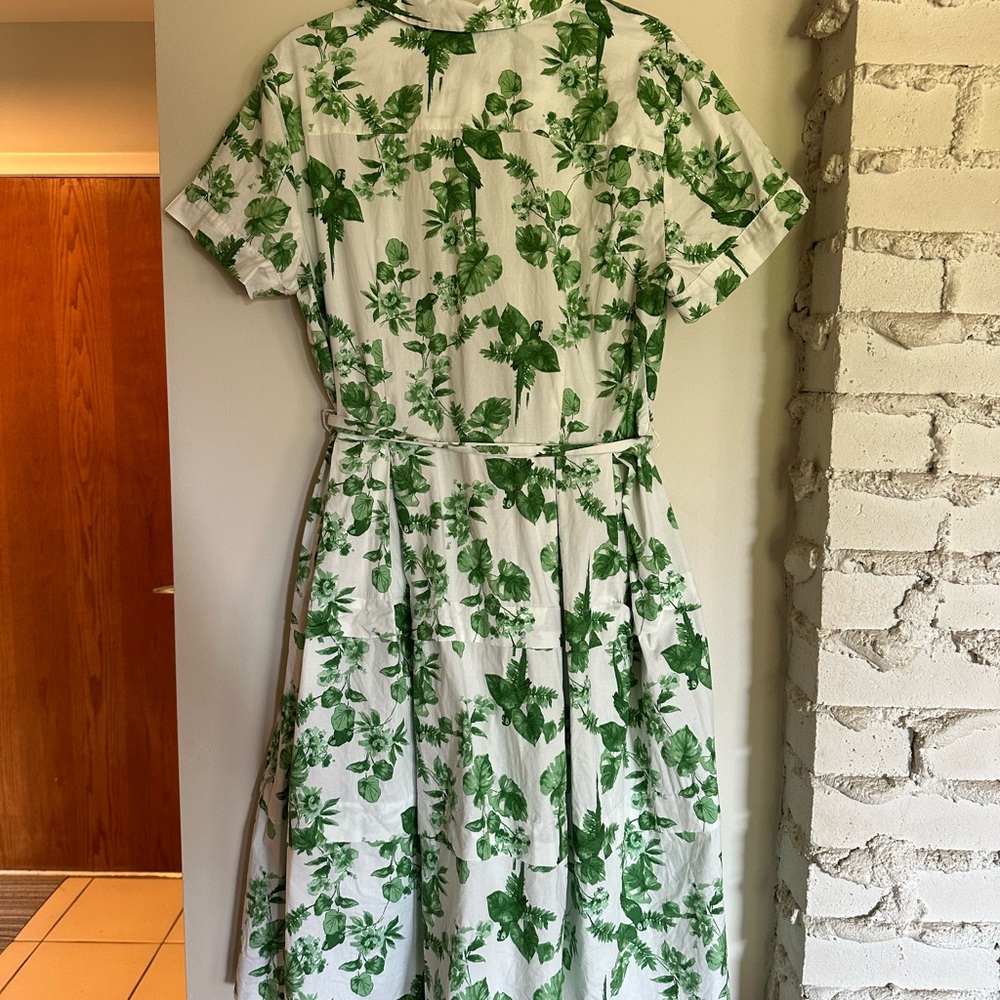 Donna Morgan green floral shirt dress, size 12